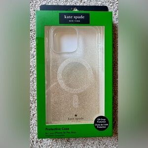 Kate Spade iPhone 16 Pro Max Case Clear Glitter Gold
